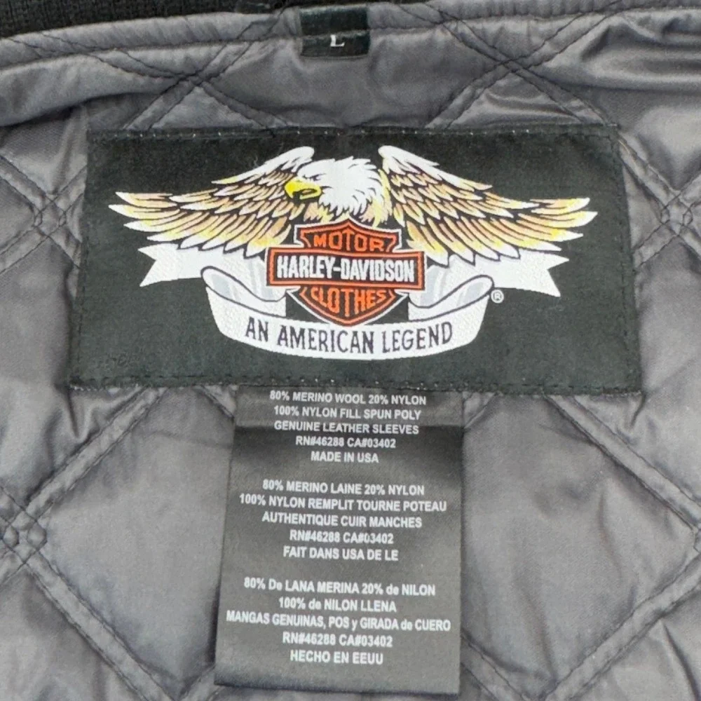 Vintage Harley Davidson Jacket Mens Large Wool Leather Sleeve Bomber Varsity 00s